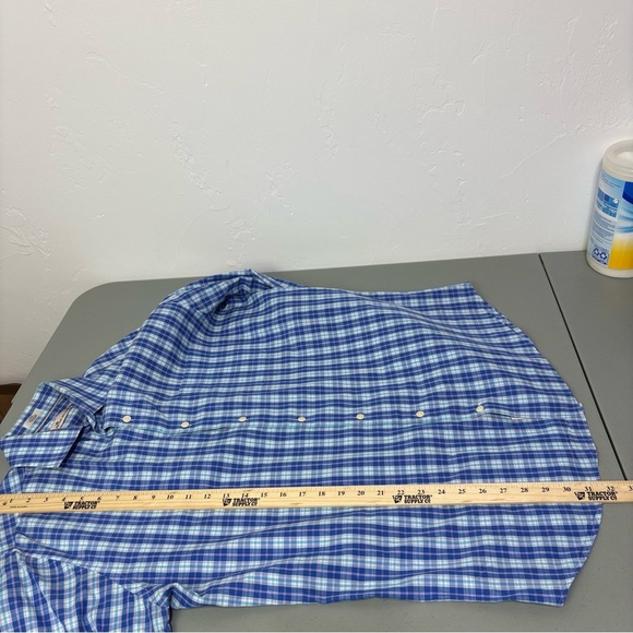 Peter Millar Blue Plaid Check Button Up Dress Shirt Men's Large Cotton Casual - Picture 6 of 13